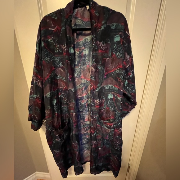 SILKLAND 100% silk duster kimono XL - Picture 1 of 5